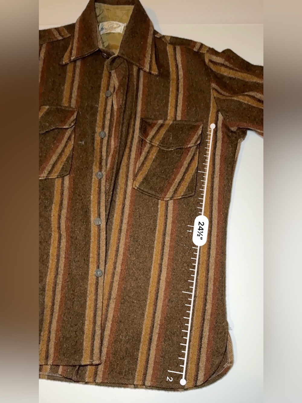 Vintage 1960s/70s Frostproof Earthtone Striped Wool Blend CPO Shirt Jacket - Men - Picture 4 of 9